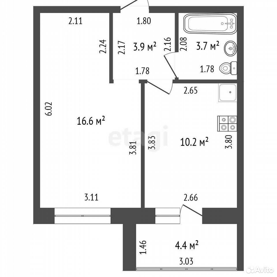 1-к. квартира, 34,4 м², 6/9 эт., Стерлитамак